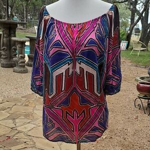Colorful TART Multi Color Peasant Blouse Size Small